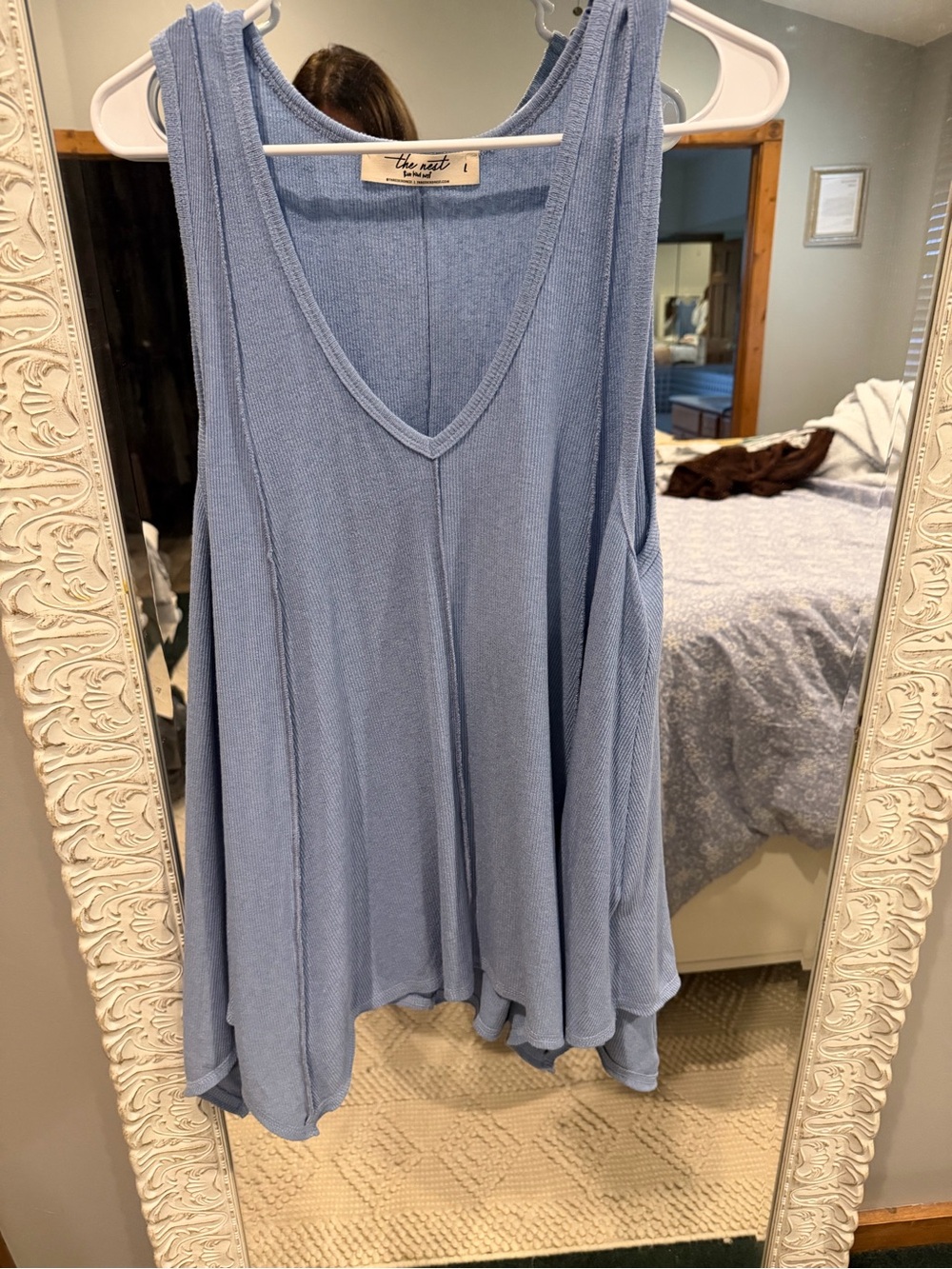 Three Bird Nest Light Blue V-Neck Swing Tank